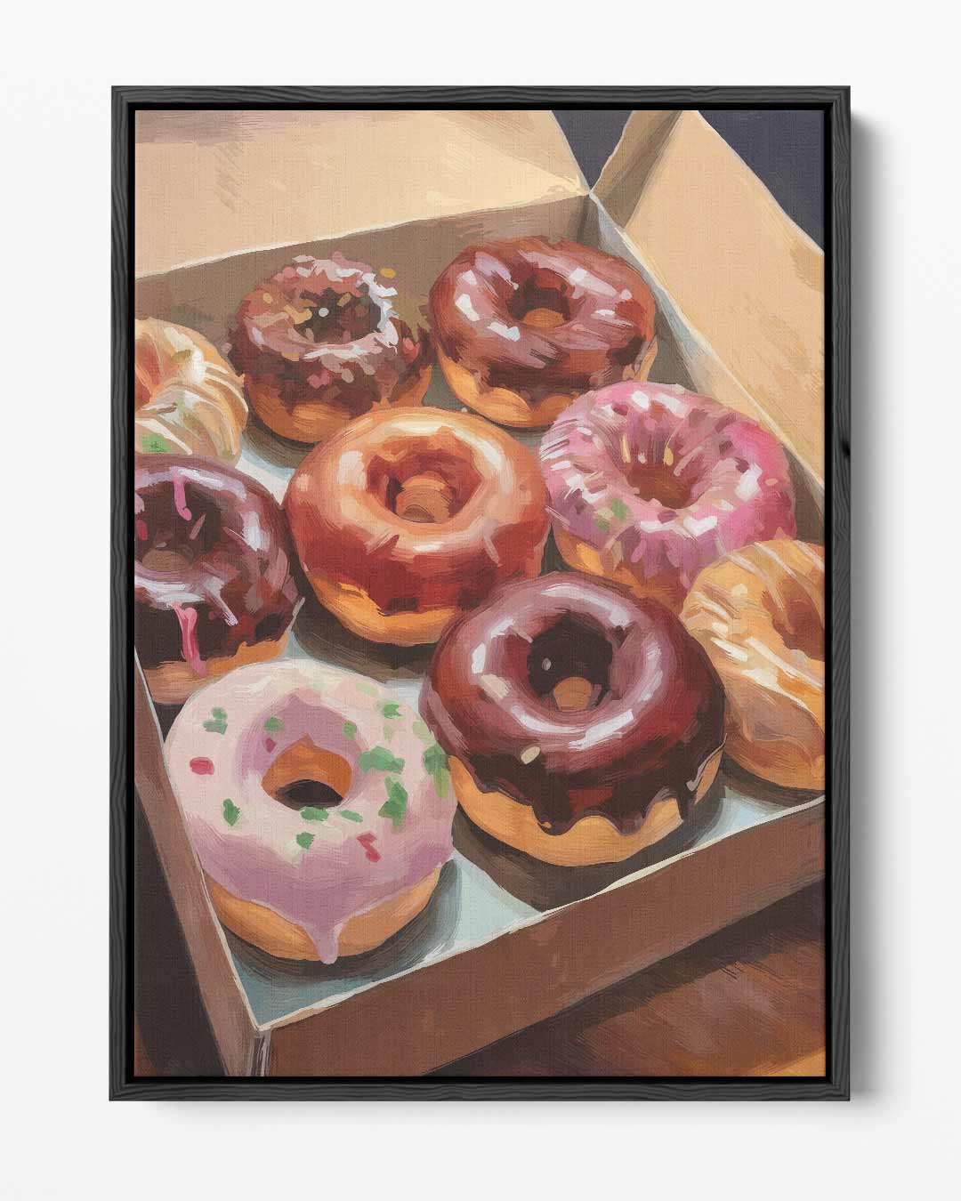 Kleurrijke Donutbox – portret kunstwerk als wanddecoratie