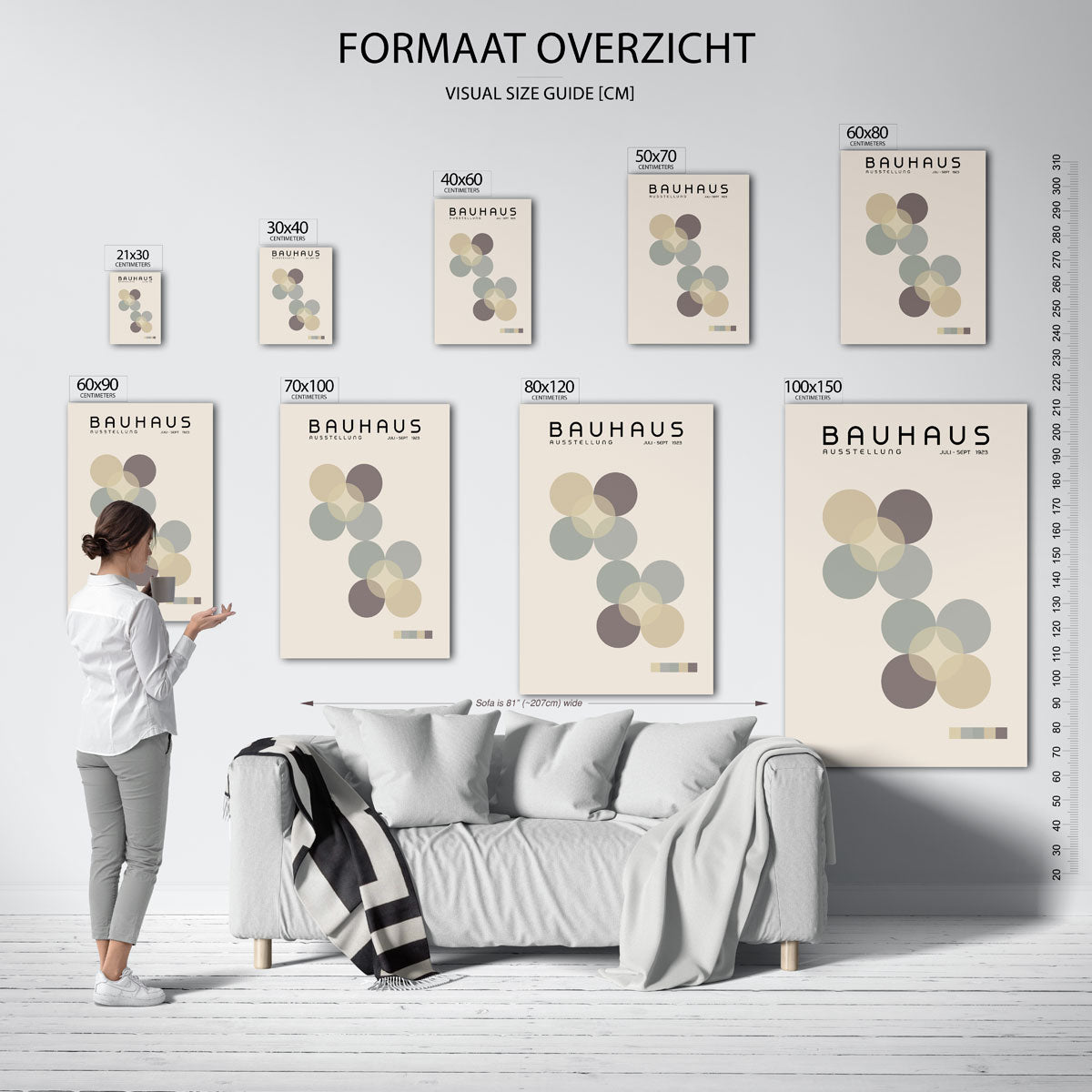 Vormritme cirkelpatroon – geometrische poster in Bauhaus-stijl van WallArtistic