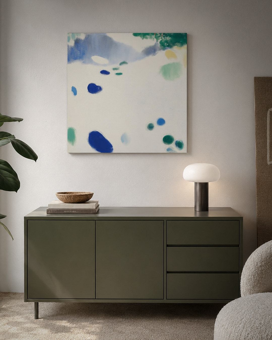 Vloeiende kleurencompositie kunstwerk – detailweergave – dit werk toont een verzameling van vloeiende vormen in blauw en