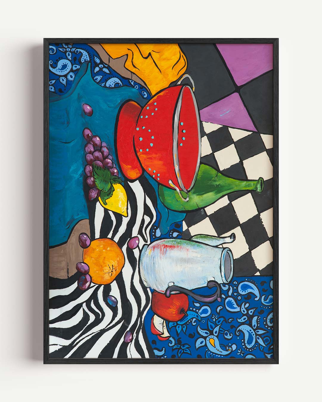 Kleurvolle Abstracte Fruitschaal – Popart en Streetart portret poster als wanddecoratie
