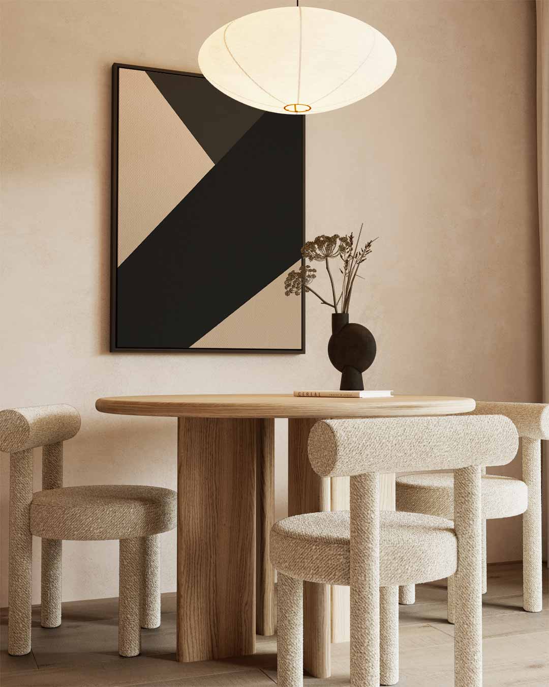 Gedurfde Abstracte Compositie – kunstwerk met zwarte baklijst