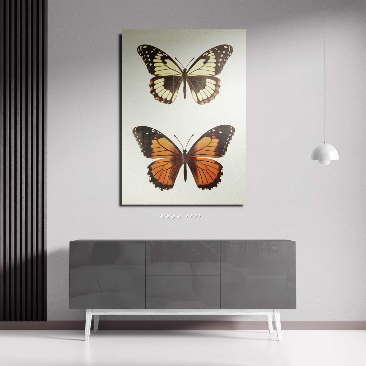 Vintage Vlinder Illustratie – plexiglas wanddecoratie in portret formaat