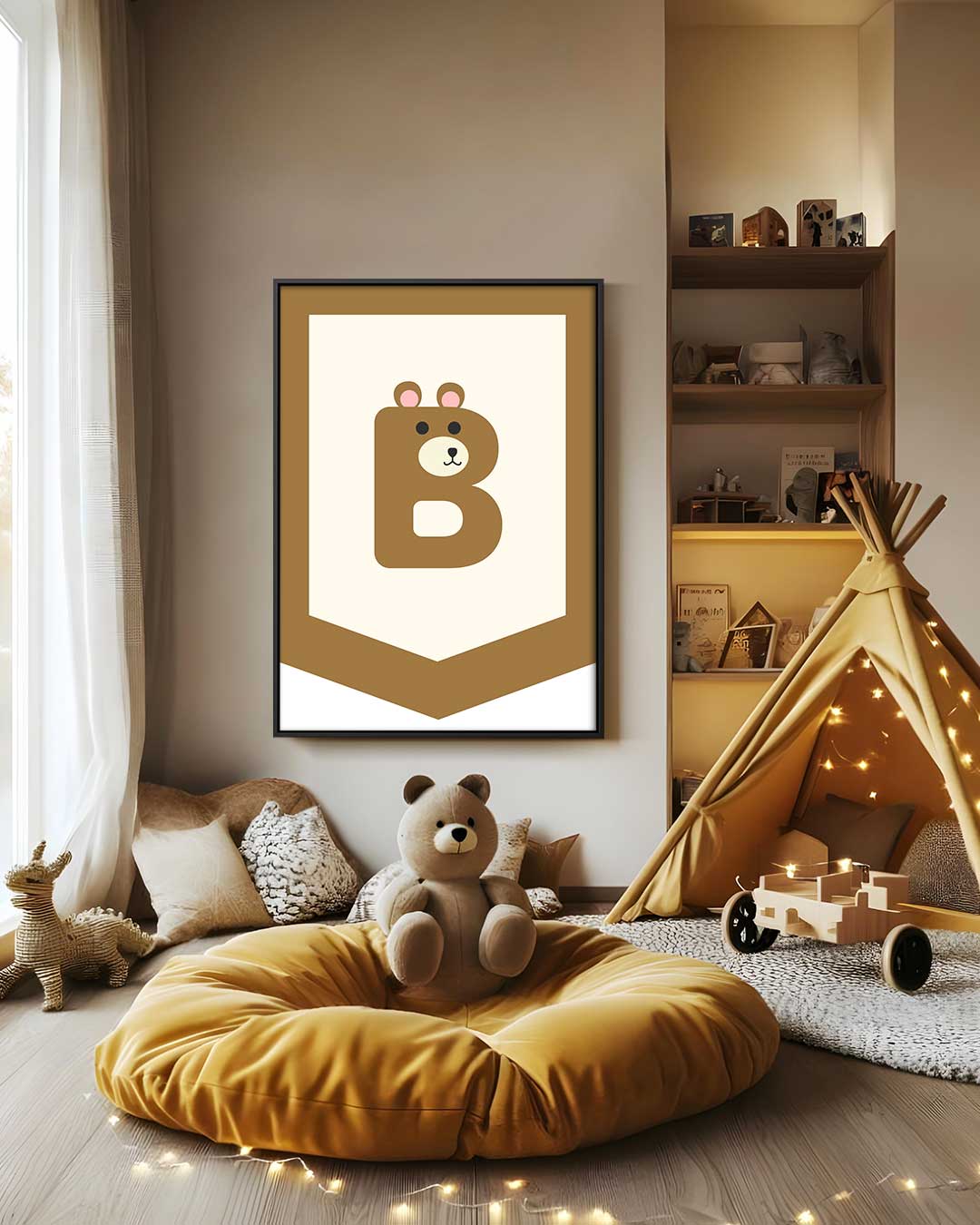 Schattige Berenletter Banner – staand kunstwerk voor modern interieur