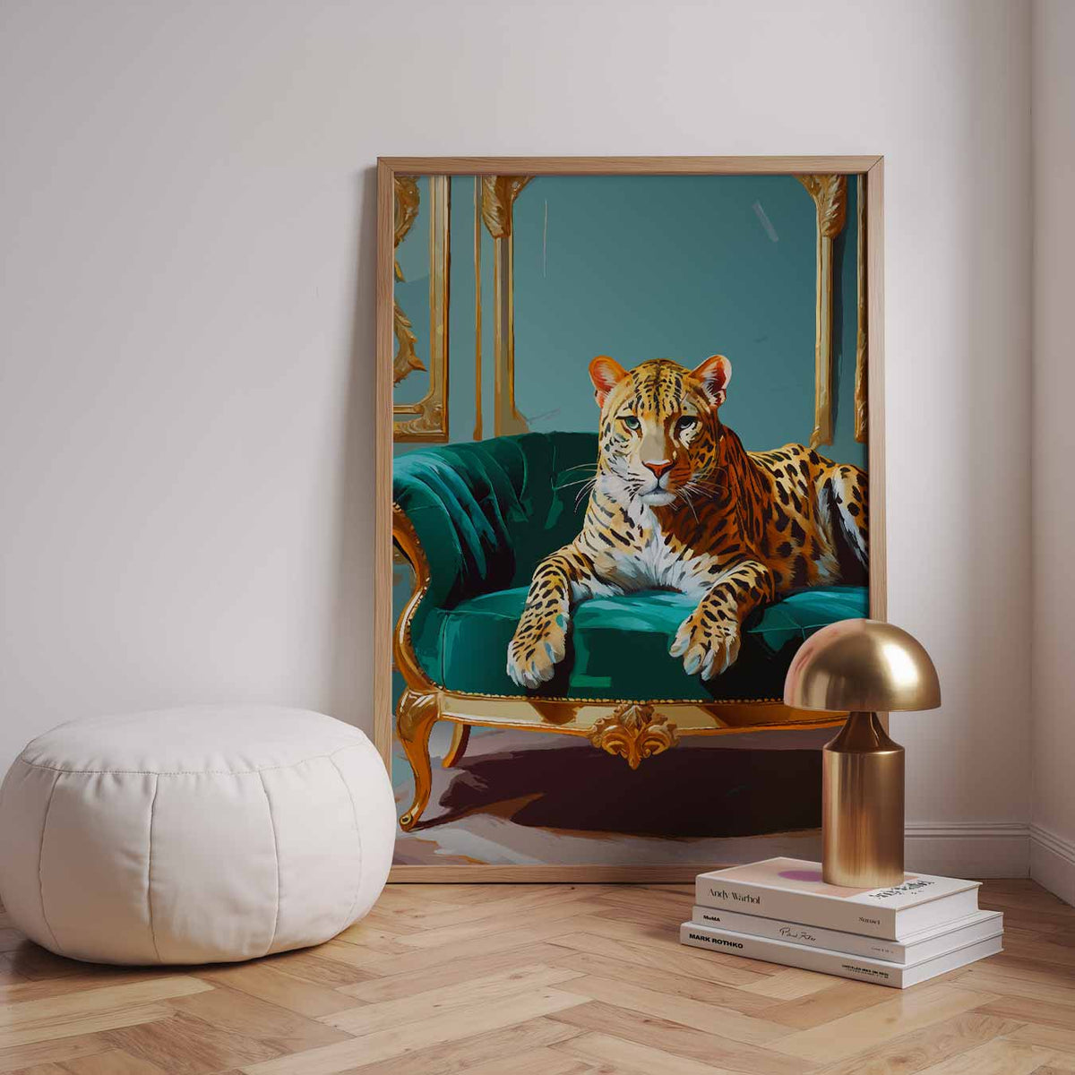 Luxe Leopard Lounge – dieren poster in staand formaat