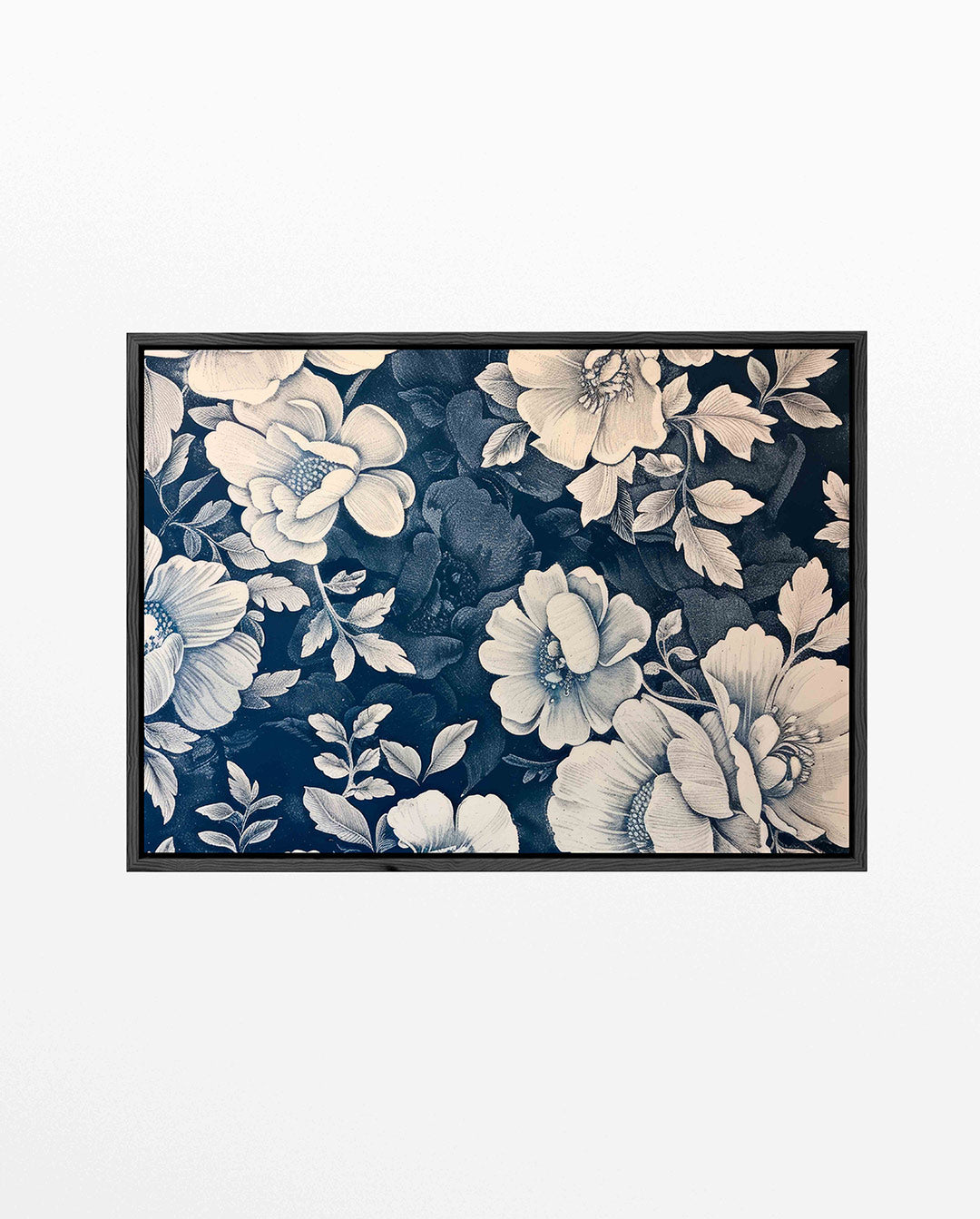 Bloemenpatroon blauw – liggend bloemen kunstwerk