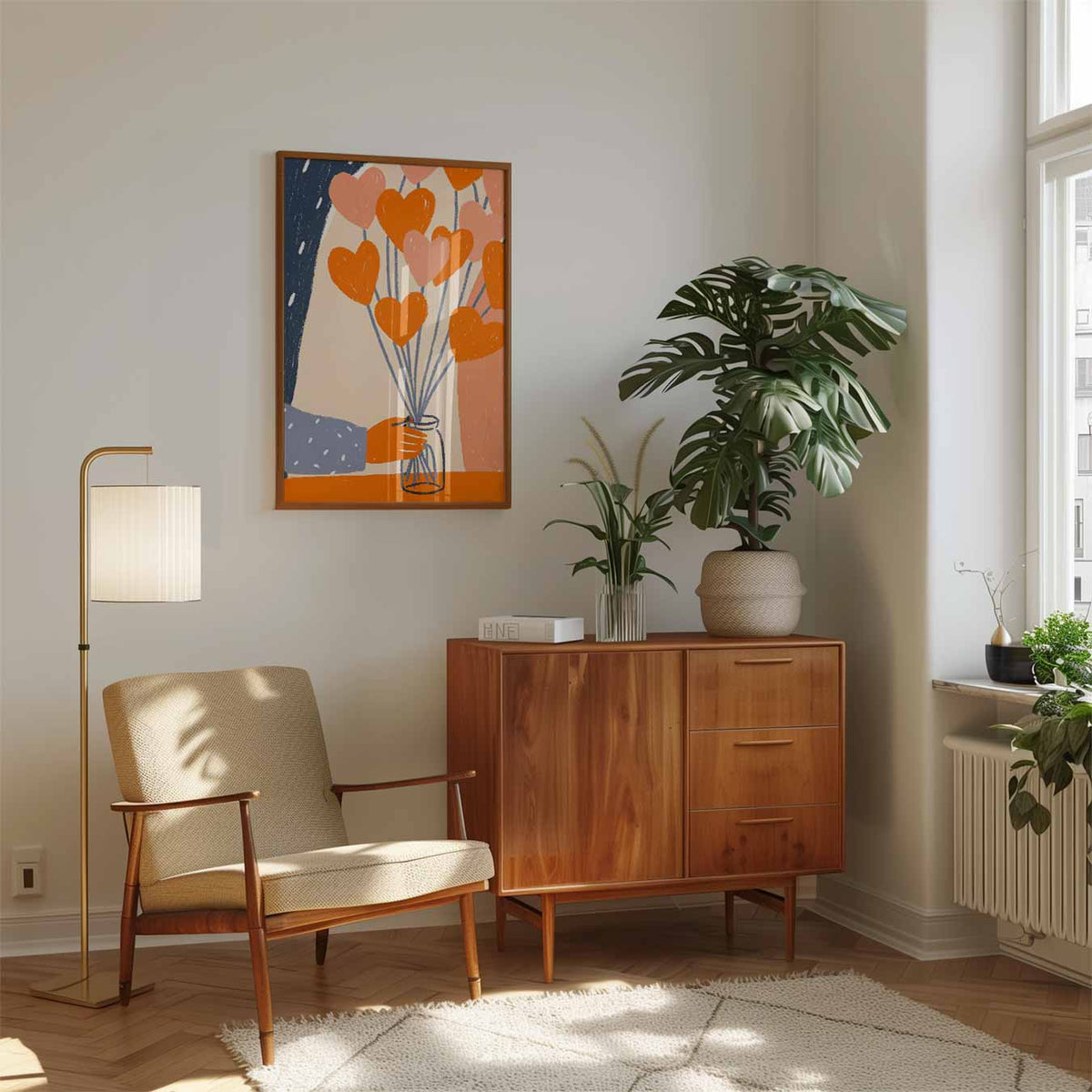 Liefdevolle Hartenbloemen – staande muurposter met zomerse uitstraling