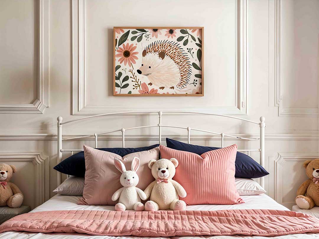 Egel en bloemen – kids poster in liggend formaat