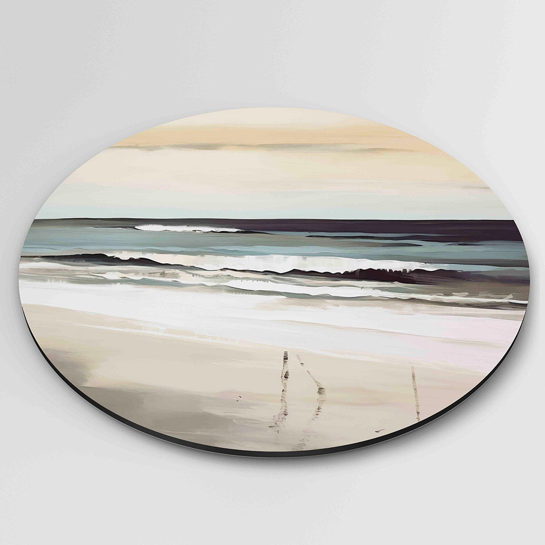 Strand en golven – moderne ronde wanddecoratie van WallArtistic