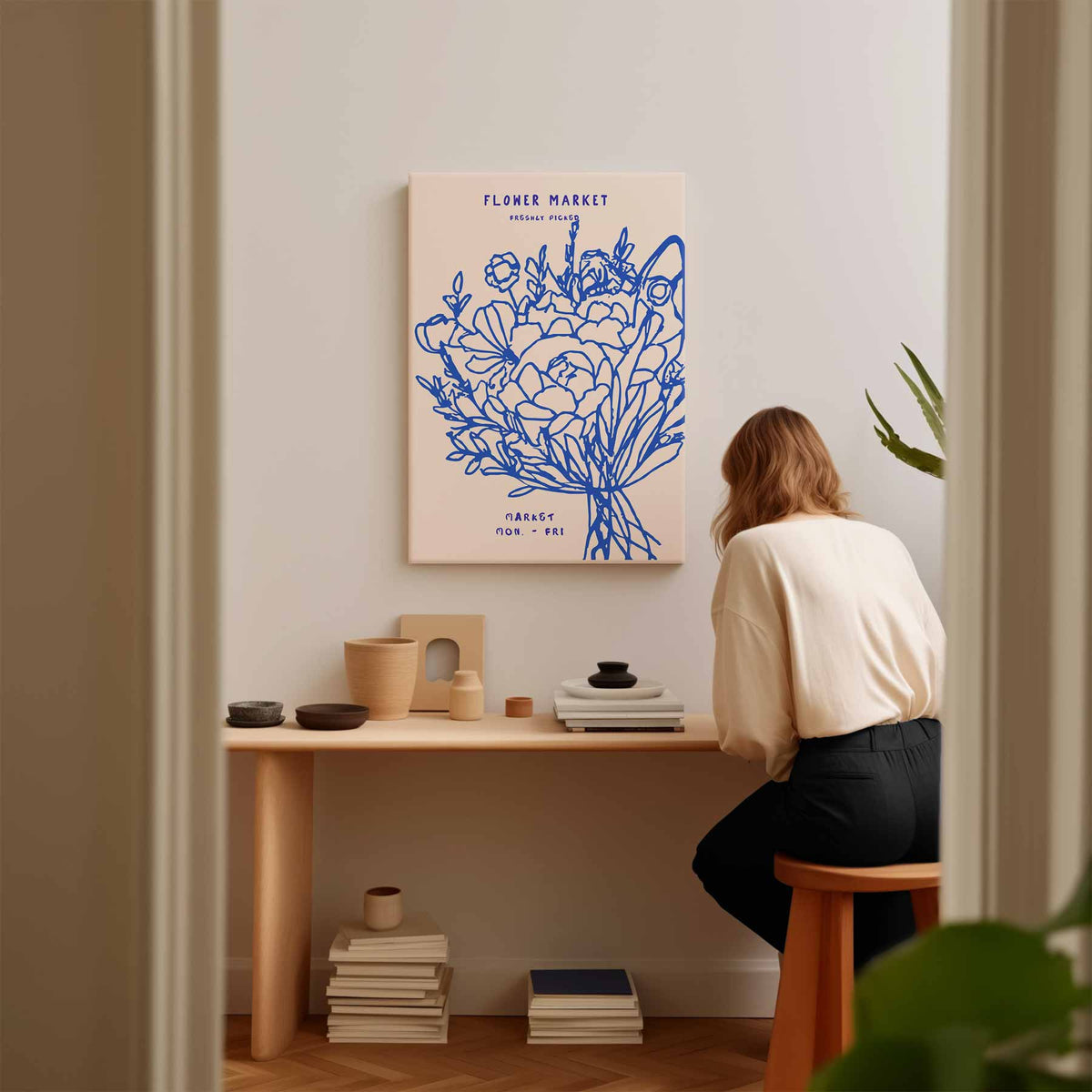 Bloemenmarkt Elegantie – plexiglas kunstwerk als wanddecoratie