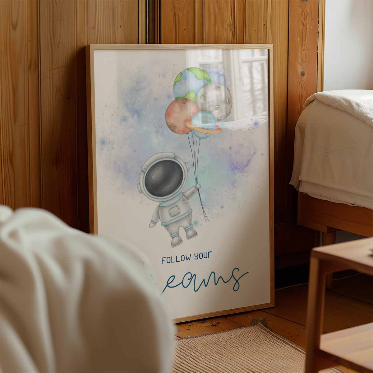 Dromerige Astronauten – staande muurposter voor de kinderkamer