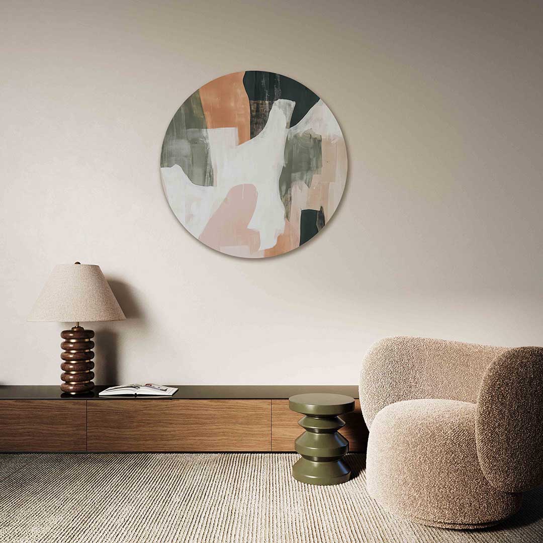 Abstracte vormen – abstracte muurcirkel als ronde wanddecoratie
