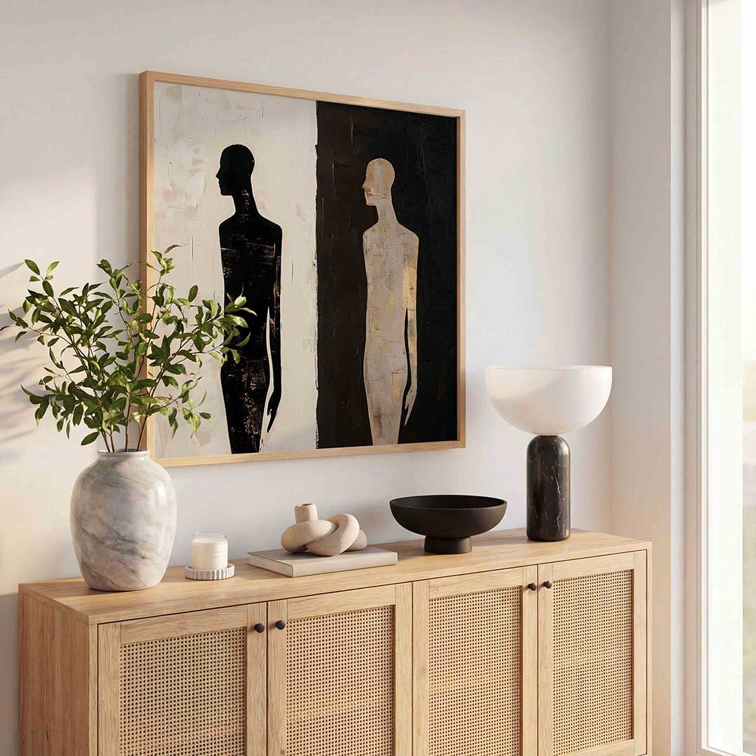 Silhouetten in contrast – abstracte wandkunst als vierkante poster