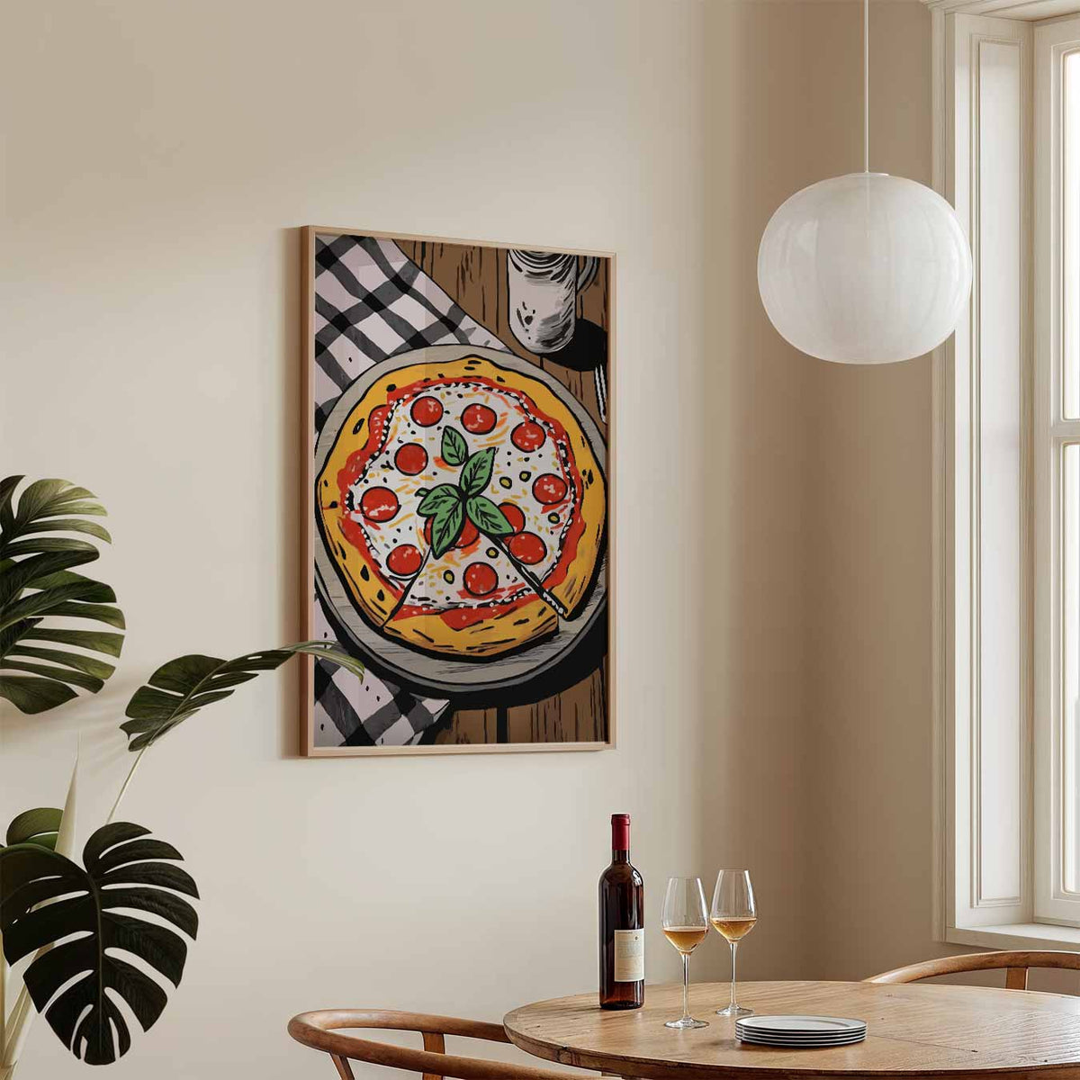 Pizza Illustratie – staande keuken wanddecoratie van WallArtistic