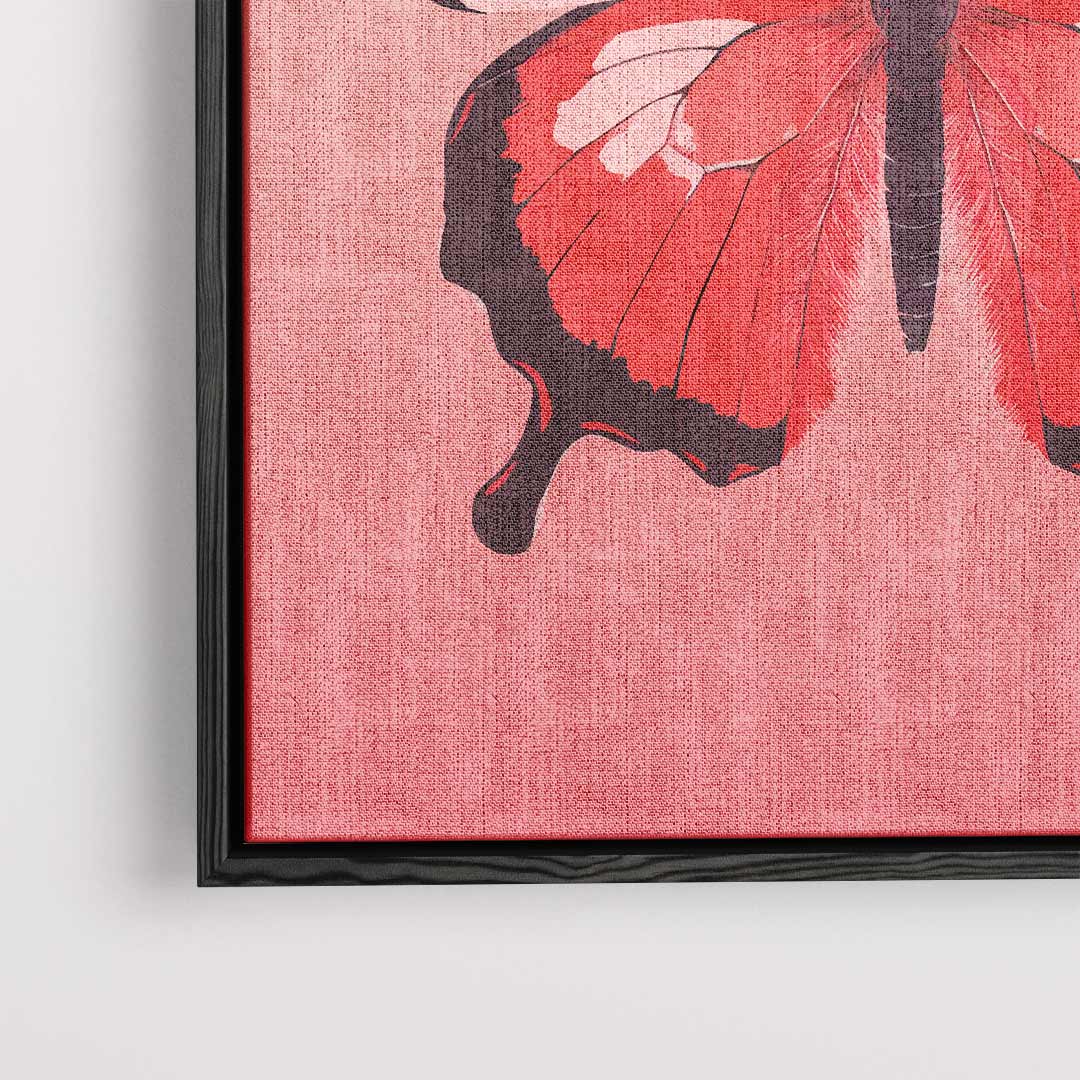 Rood Vleugelflits – plexiglas wanddecoratie in portret formaat