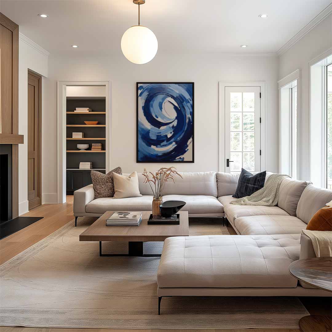 Blauwe Wirwar – staand kunstwerk voor modern interieur