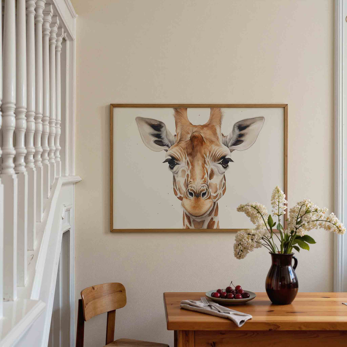 Giraffe portret – dieren poster in liggend formaat