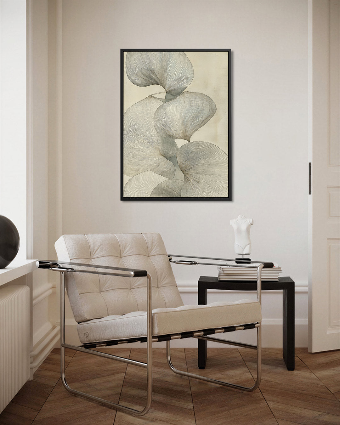 Organische lijnvormen – kunstwerk als stijlvolle wanddecoratie