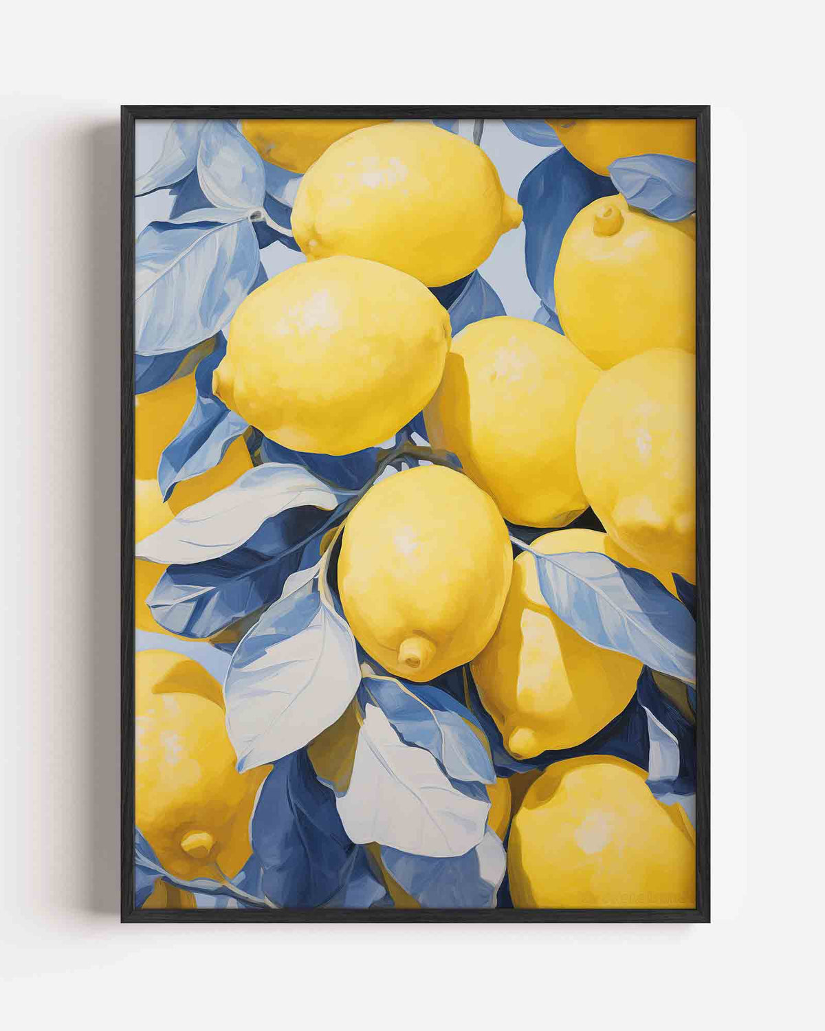 Citroenen en bladeren – botanische portret poster als wanddecoratie