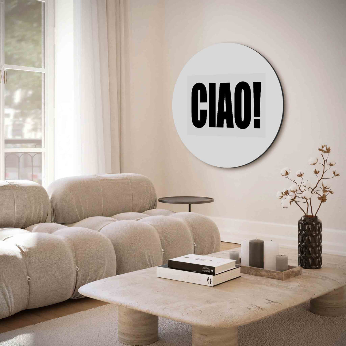 Ciao – muurcirkel met abstracte texturen voor aan de muur