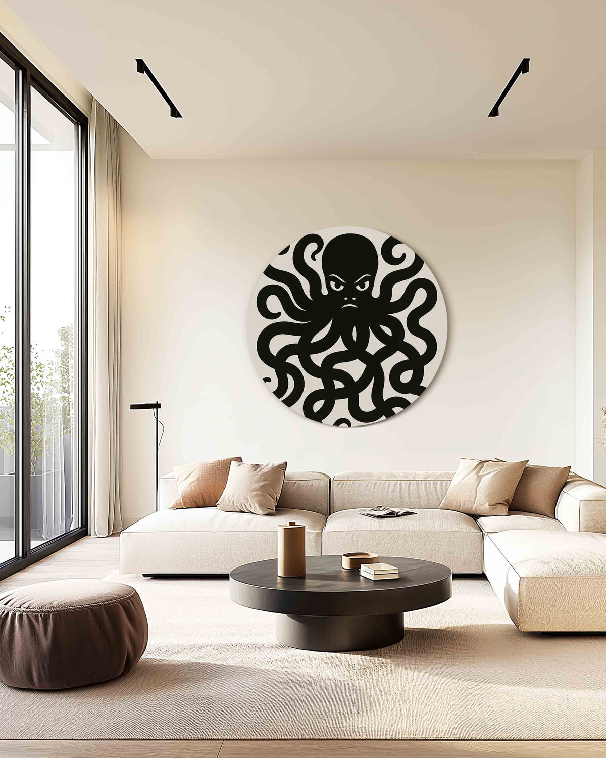 Octopus silhouet – safari muurcirkel als ronde wanddecoratie