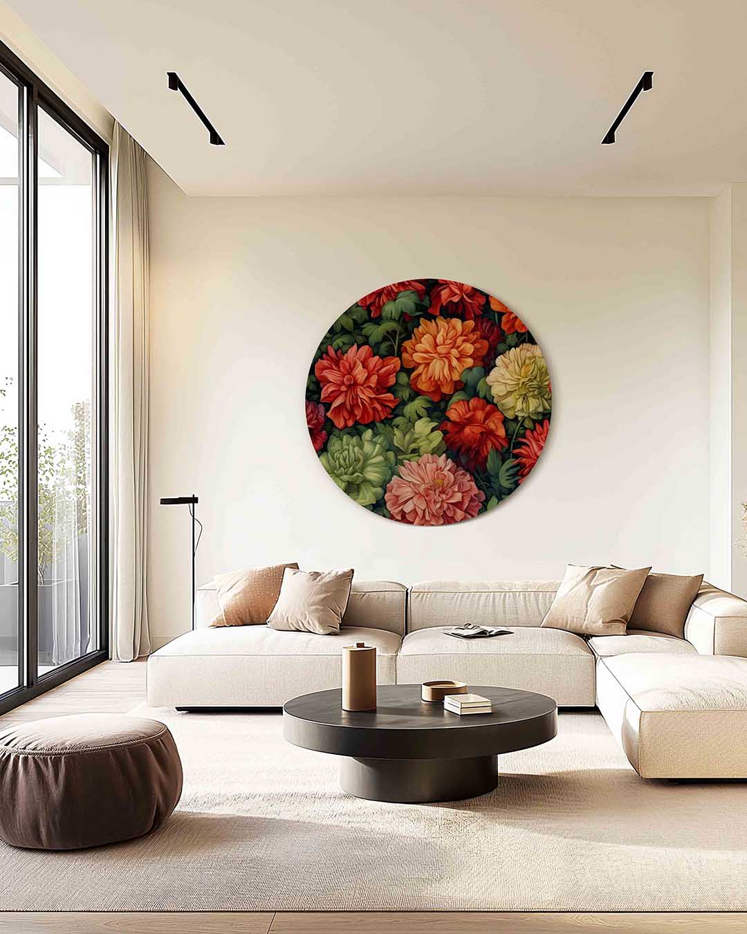 Bloemenpracht – safari muurcirkel als ronde wanddecoratie