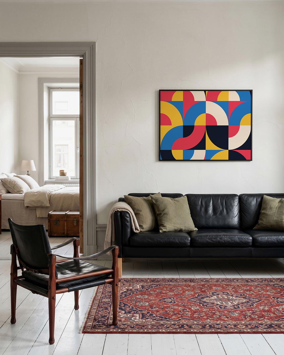 Vormritme en kleur – geometrische Bauhaus poster in liggend formaat