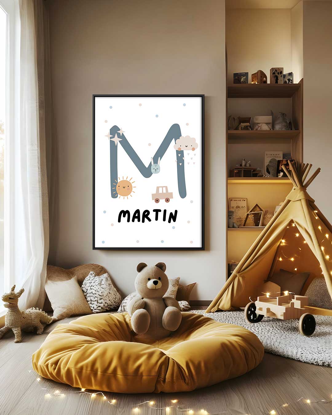 Kinderkamer Poster Met Naam – modern portret kunstwerk van WallArtistic