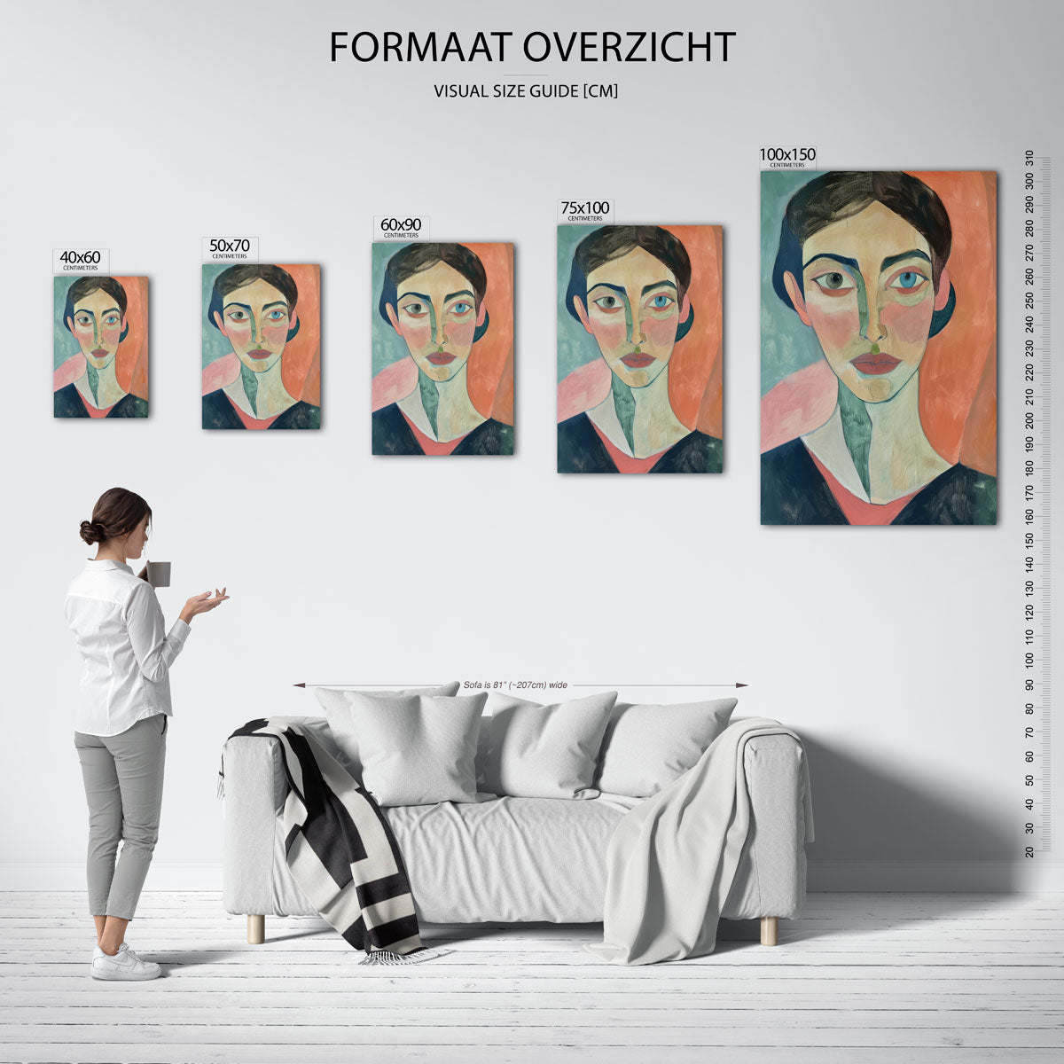 Portretstudie – Gedurfde – moderne staande wandkunst