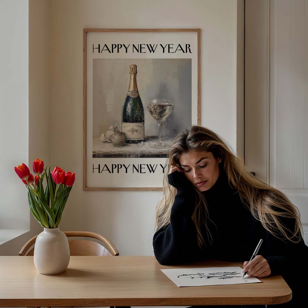Stijlvolle Nieuwjaars – feestelijke wandkunst als portret poster
