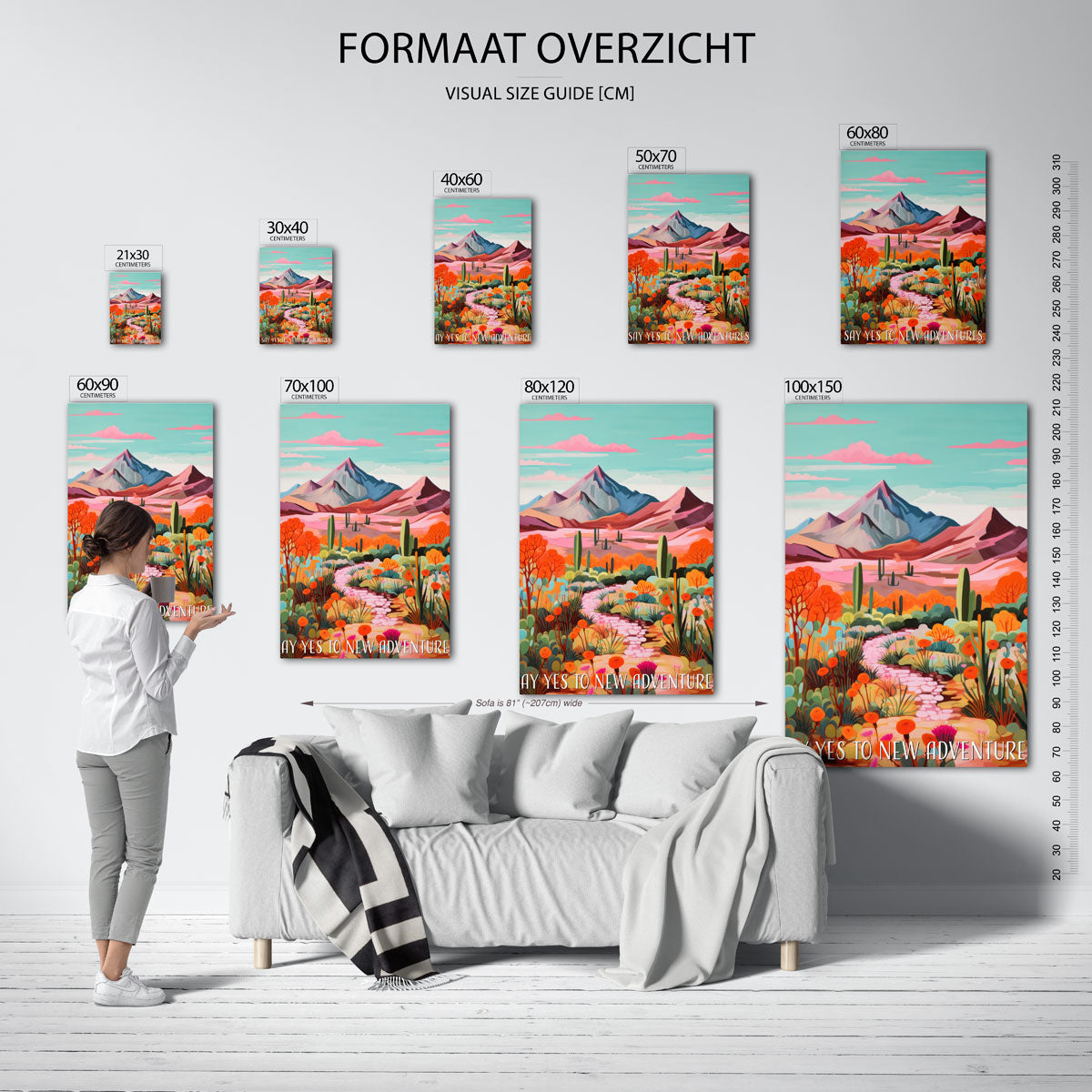 Berglandschap met cactussen – staande muurposter voor keuken of eethoek
