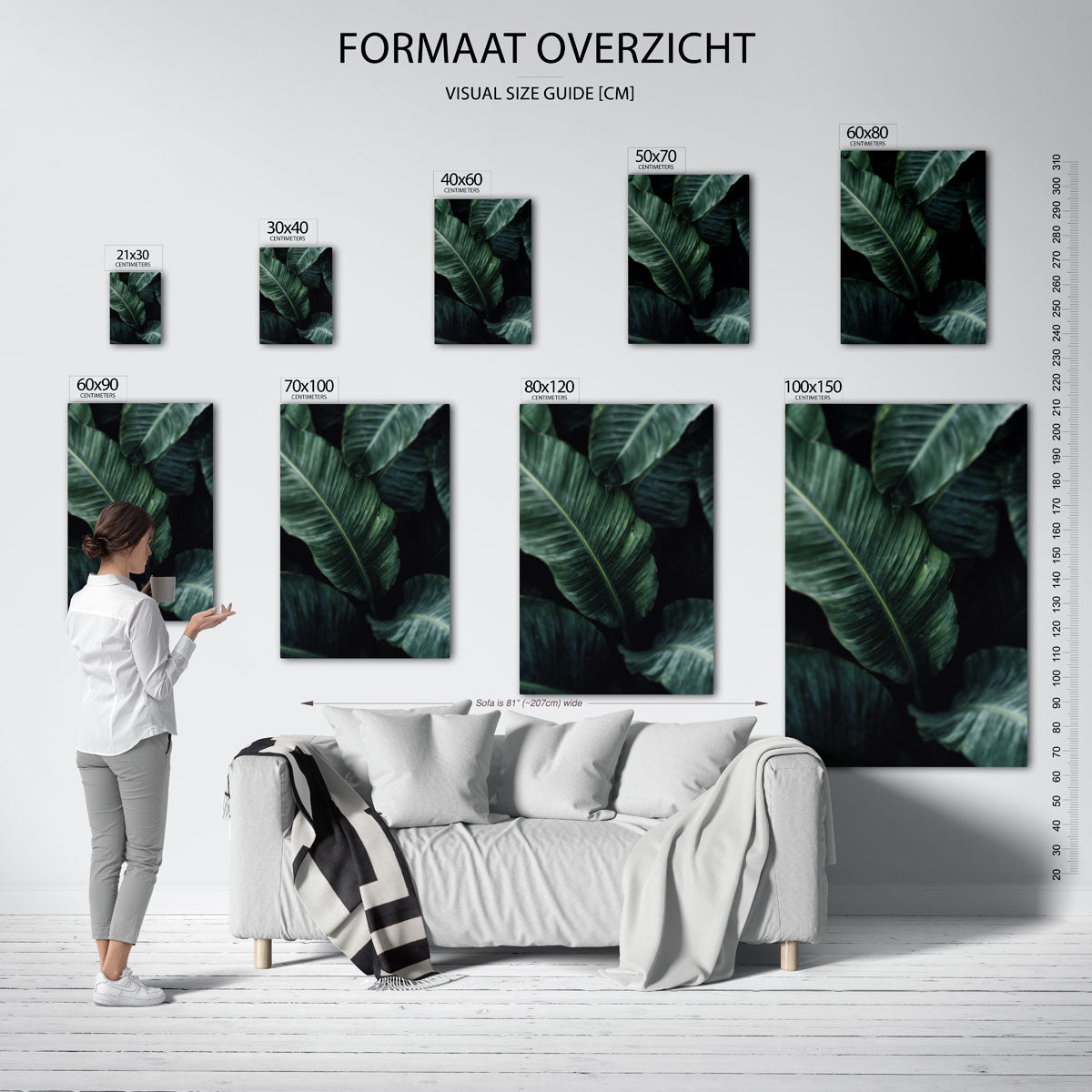 Groene bladeren – staande muurposter met jungle thema
