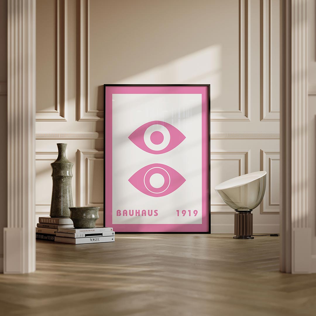 Oogvormen en kleur – moderne Bauhaus wandkunst als poster
