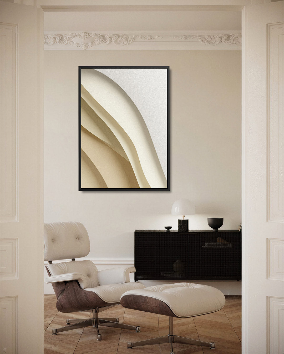 Golvende lijnen compositie – moderne staande wandkunst