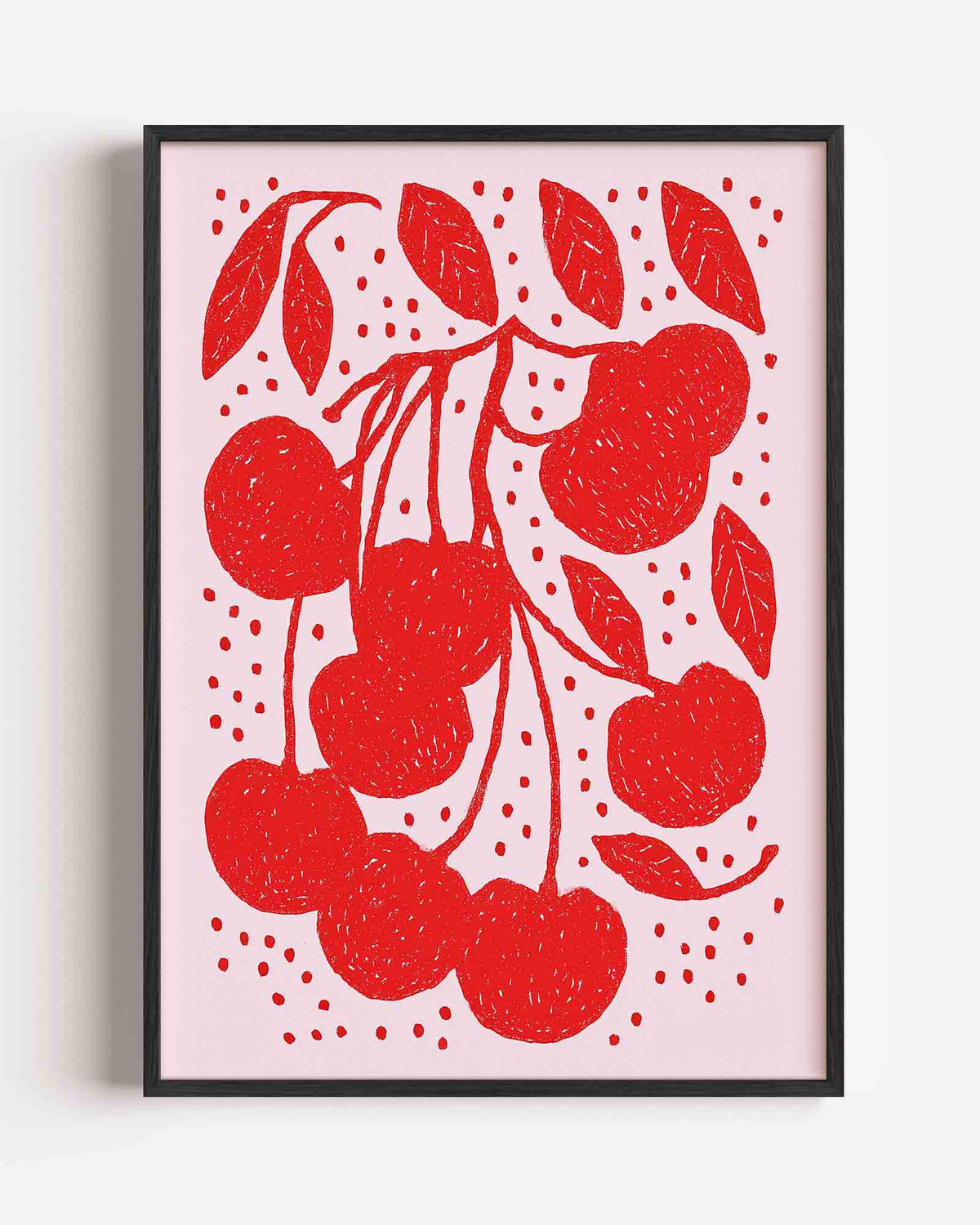 Kersen en bladeren – botanische portret poster als wanddecoratie