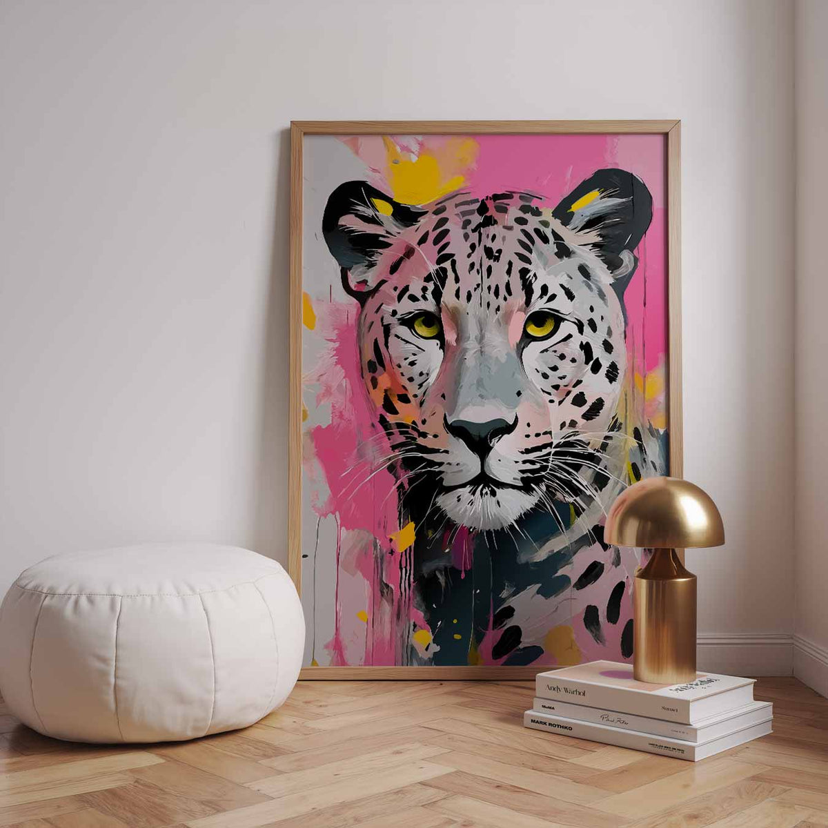 Dromerige Luipaard Kunstprint – dieren poster in staand formaat