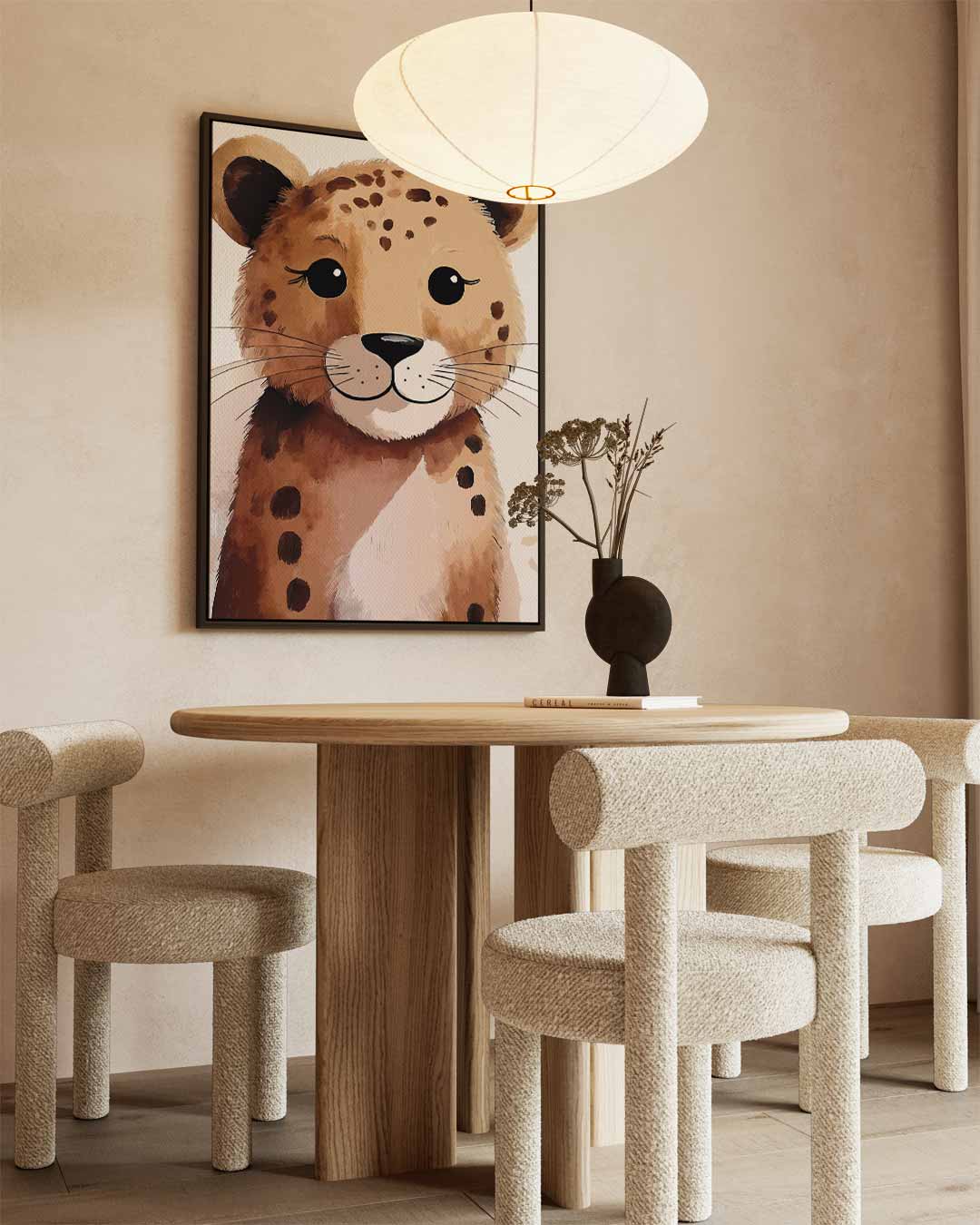 Schattige Luipaard Illustratie – staand kunstwerk voor modern interieur