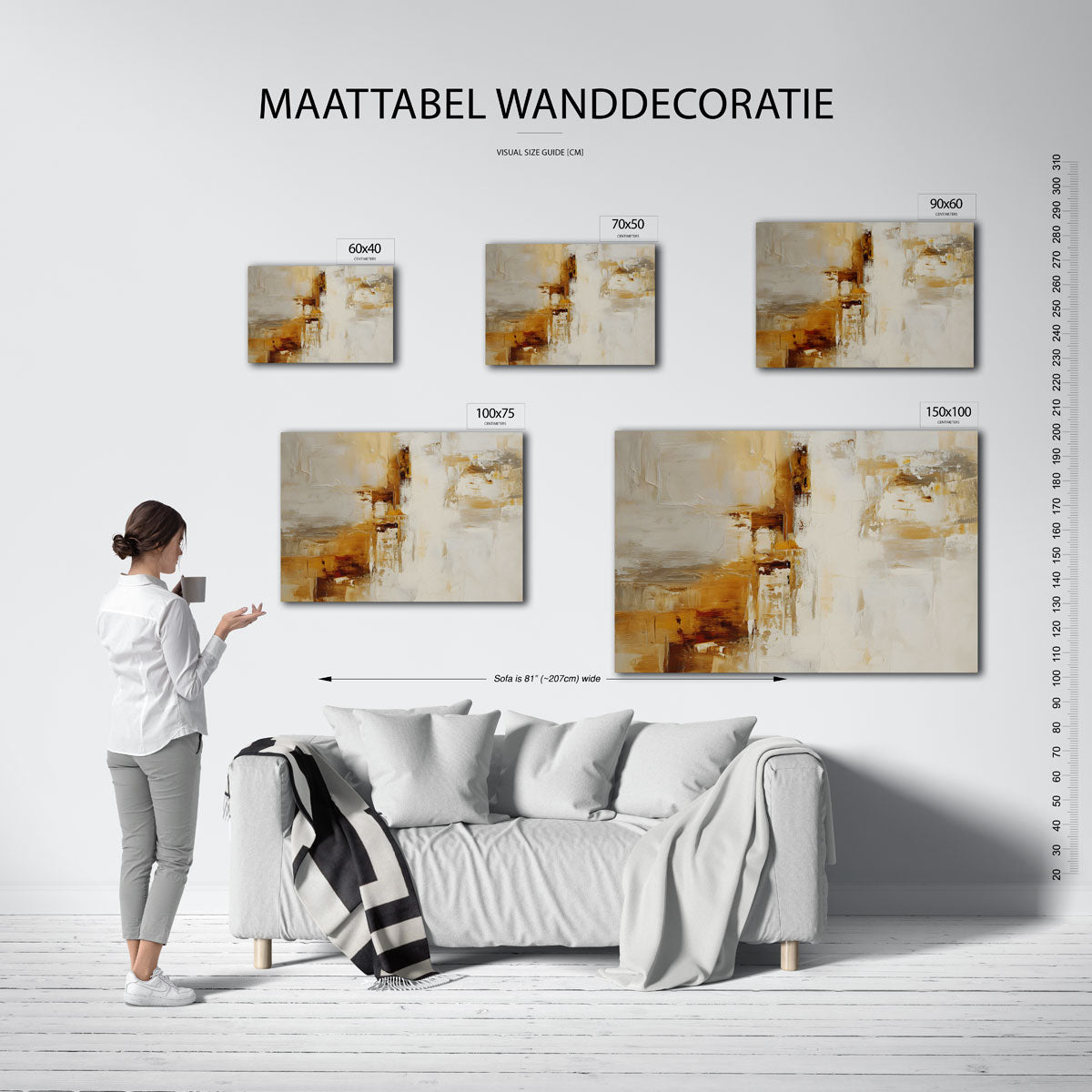 Warme kleuren harmonie – moderne liggende wandkunst