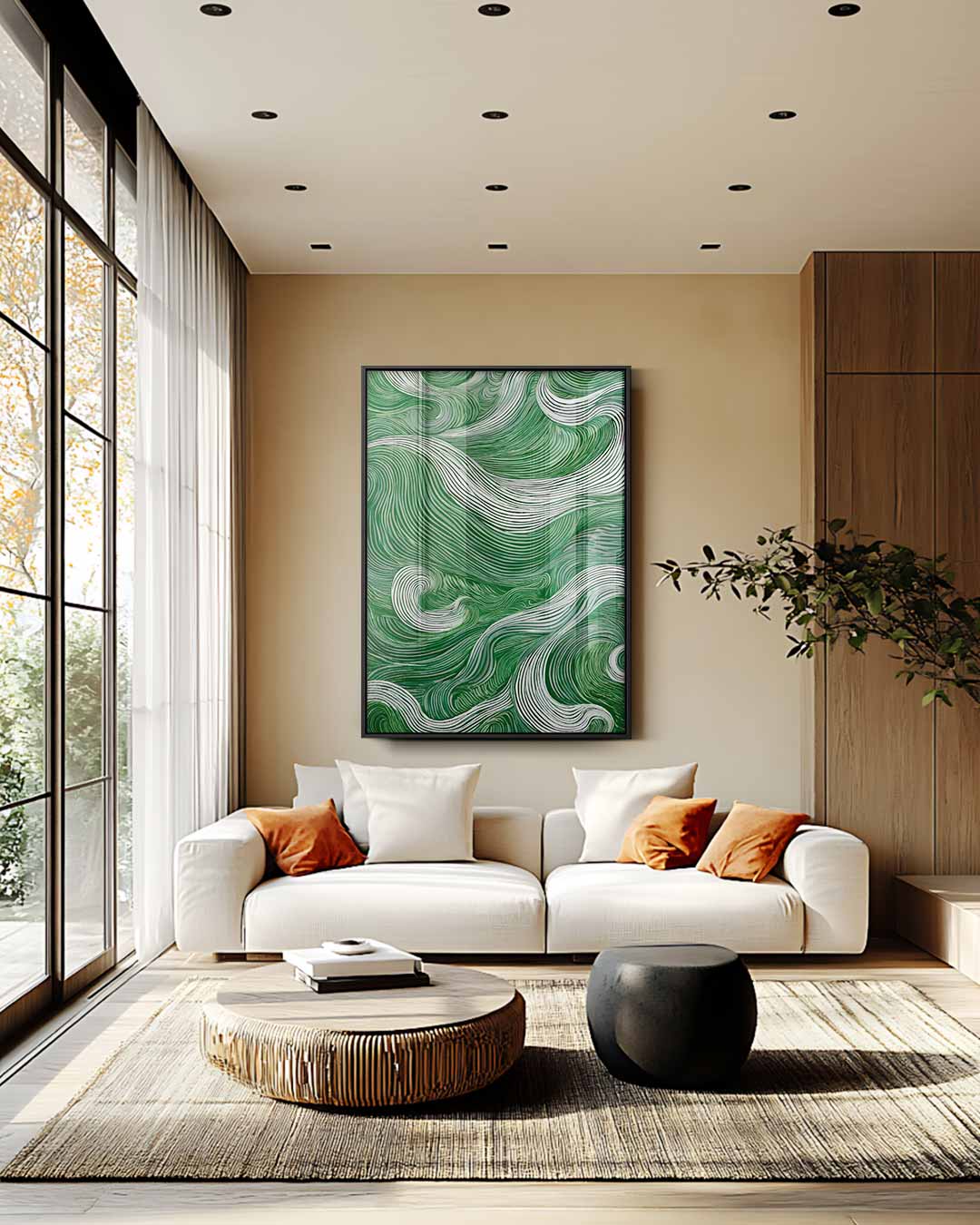 Groen Getijden – staande wandkunst voor woonkamer of interieur