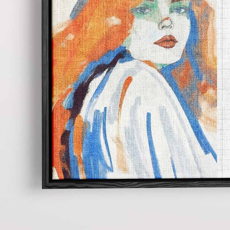 Dromerige Tinten: Vrouw in Kleur – staand kunstwerk voor modern interieur