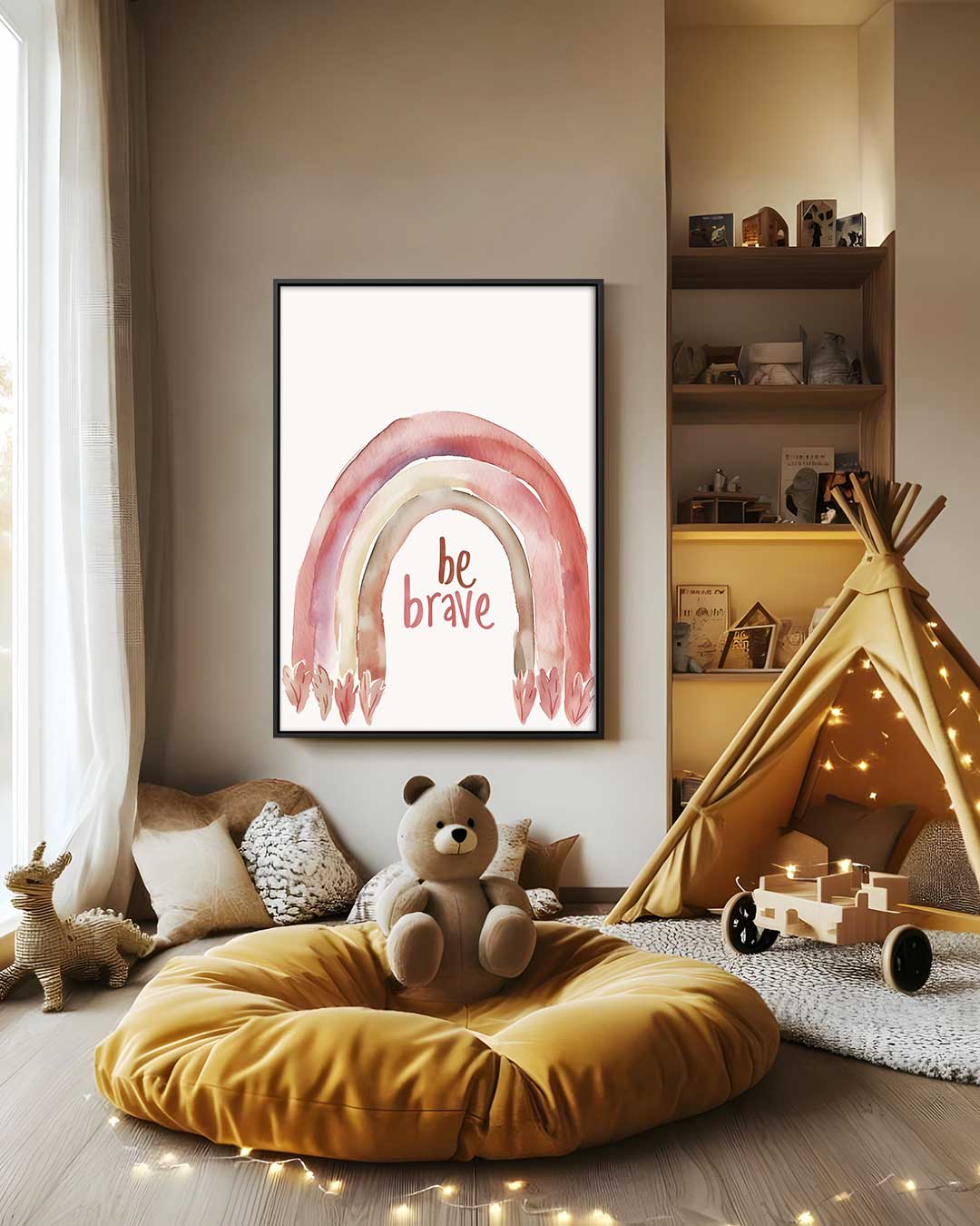 Be Brave Regenboog Kunstwerk – staand kunstwerk voor modern interieur