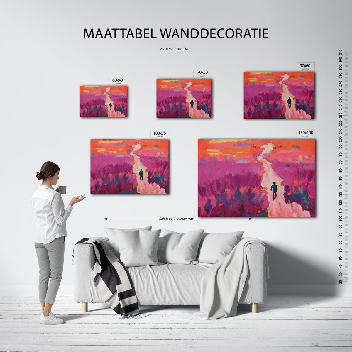 Kleurrijke wandeling – moderne liggende wanddecoratie