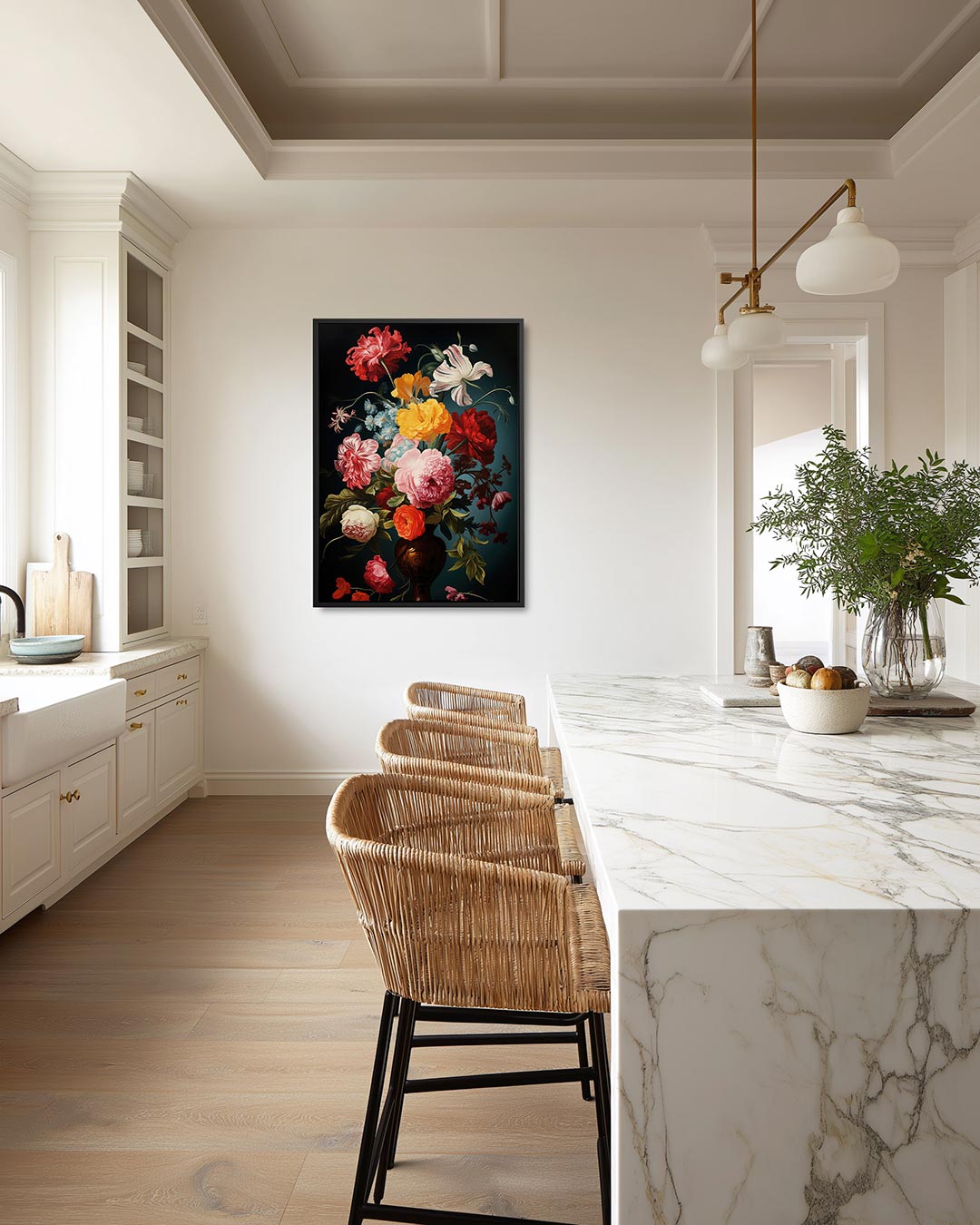 Bloemrijke compositie – staand wanddecoratie kunstwerk