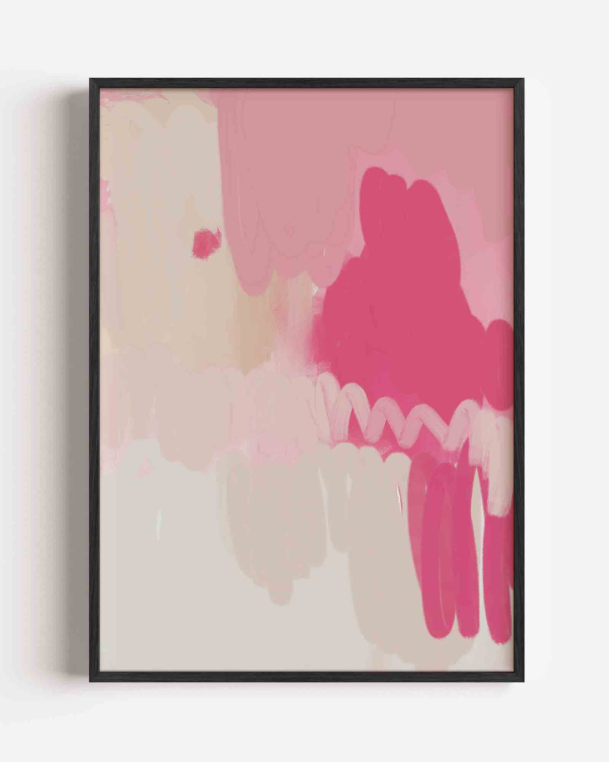 Roze abstracte vormen – Kunst & Design poster als staande wanddecoratie