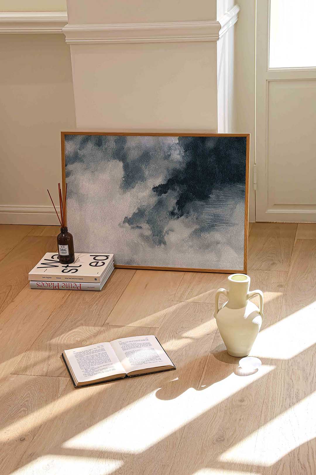 Abstracte wolken – liggende abstracte wanddecoratie van WallArtistic