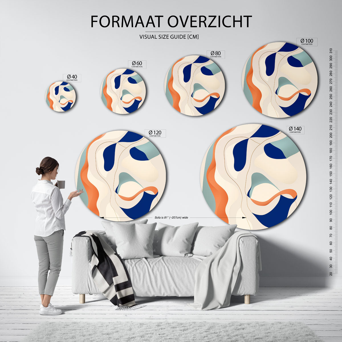 Organische vormen – abstracte wandkunst als muurcirkel van WallArtistic