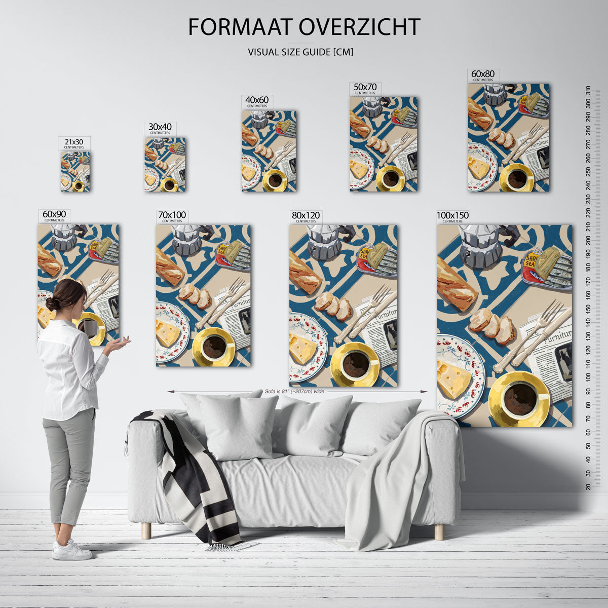 Ontbijt tafel – staande muurposter voor keuken of eethoek