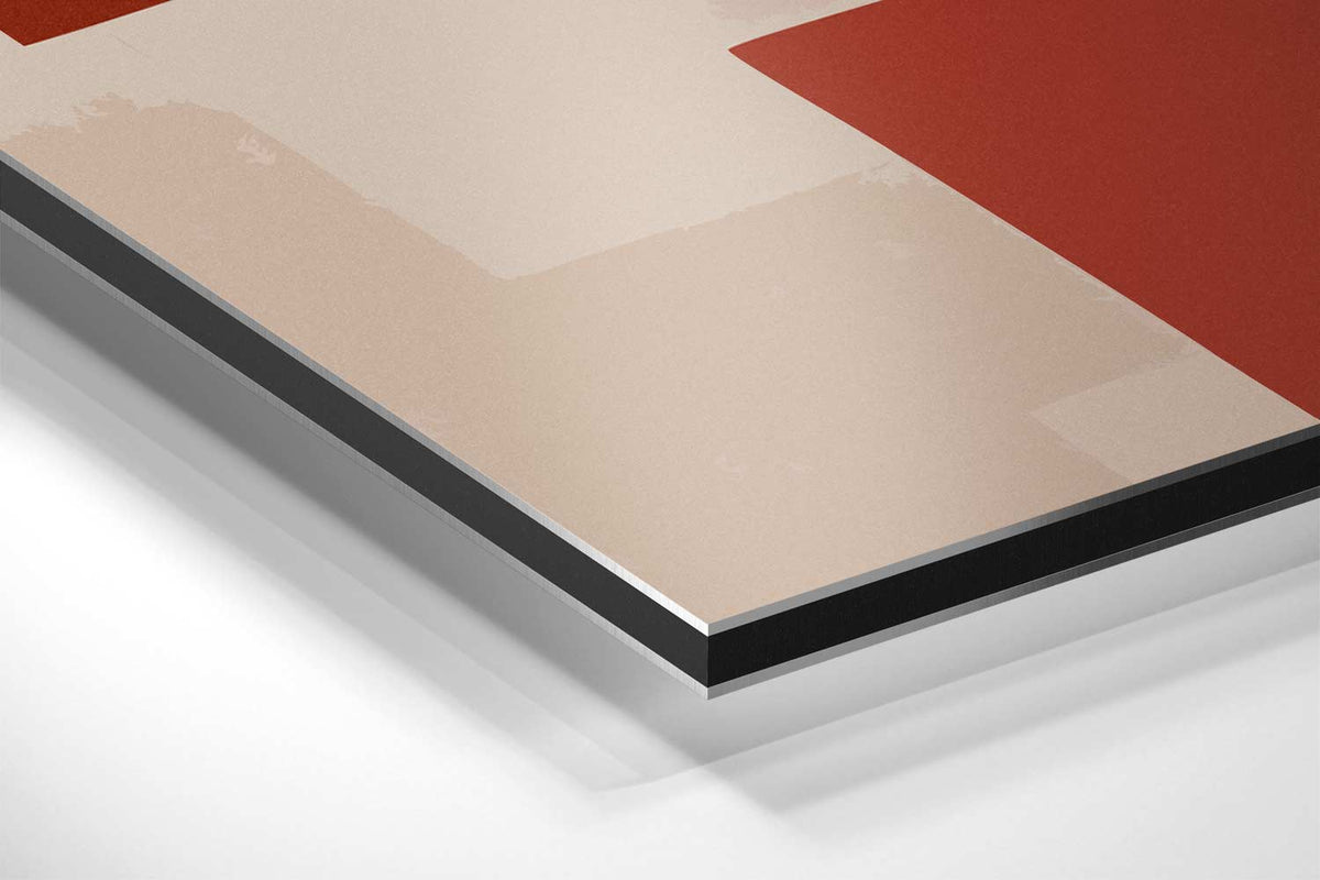 Abstracte Rood-Beige Compositie – canvas kunstwerk als wanddecoratie