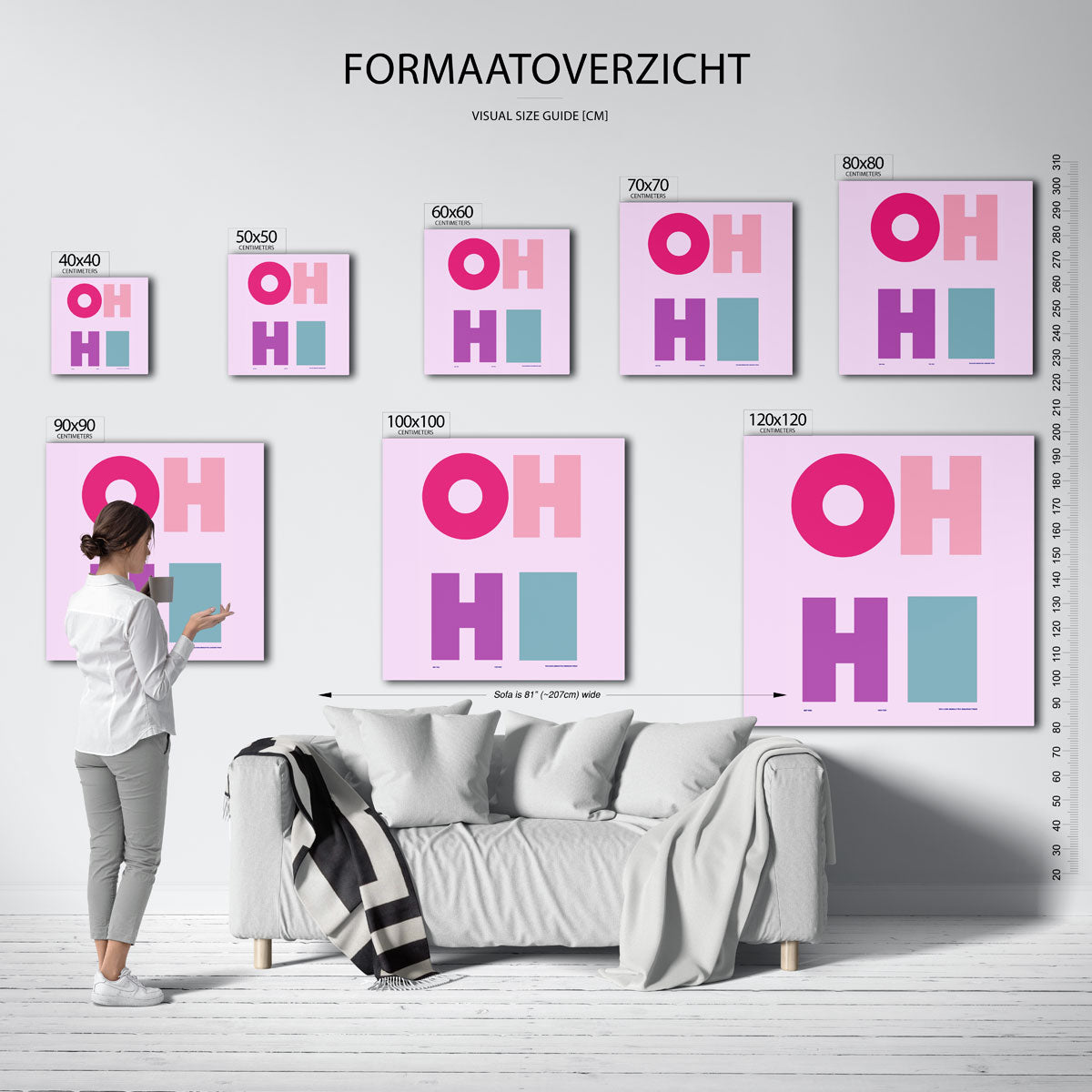 Oh hi – vierkante muurposter met kleurrijke vormen