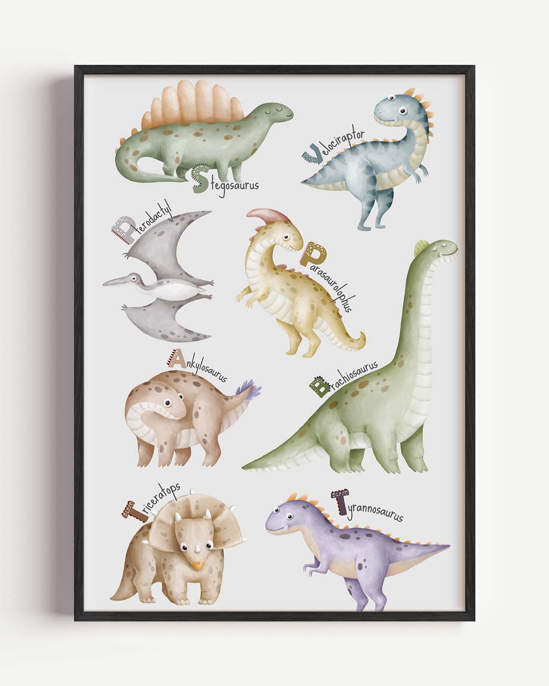 Dinosaurussen Illustratie – kids portret poster als wanddecoratie