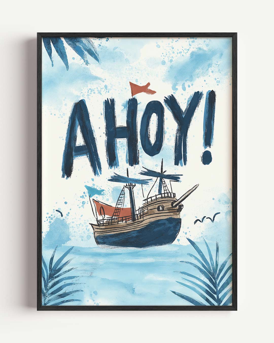 Avontuurlijke Schip Ahoy – kids portret poster als wanddecoratie